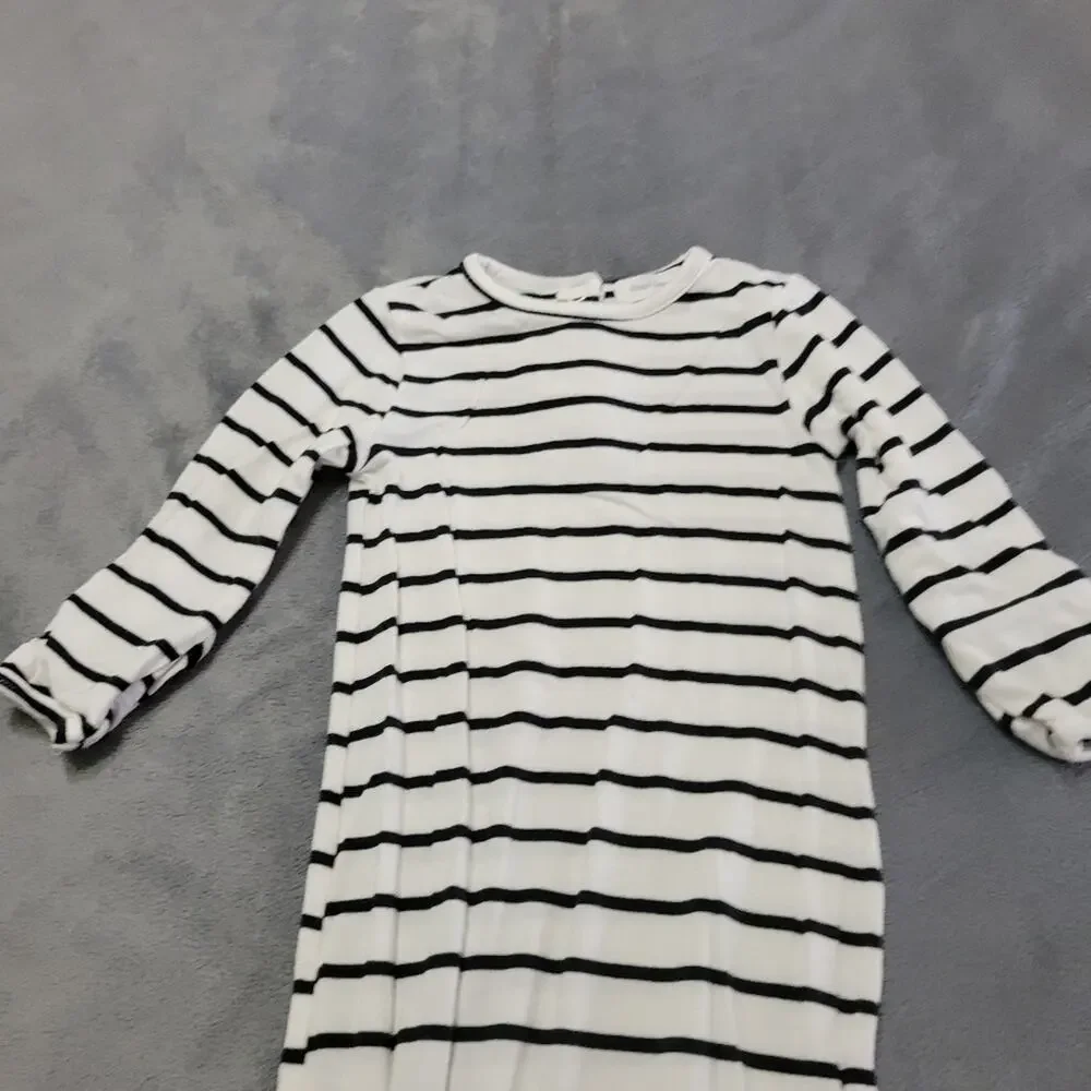 Angel Dear Knotted Gown Baby Boy Girl 0-3 Months Black White Stripe Bamboo Blend
